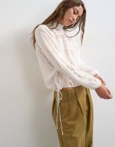 Topshop cutwork ruched side blouse in white