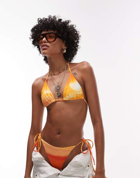 Topshop – Cyprus – Bikini i trekantsmodell med solnedgångsmotiv - view 1