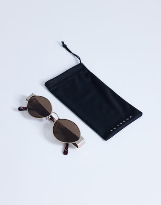 Topshop Cyprus metal frame sunglasses in gold, 3 of 3
