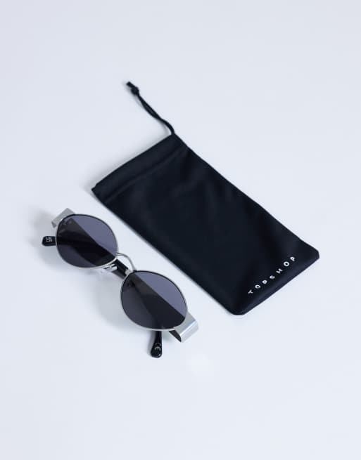 Topshop Cyprus metal frame sunglasses in silver, 3 of 3