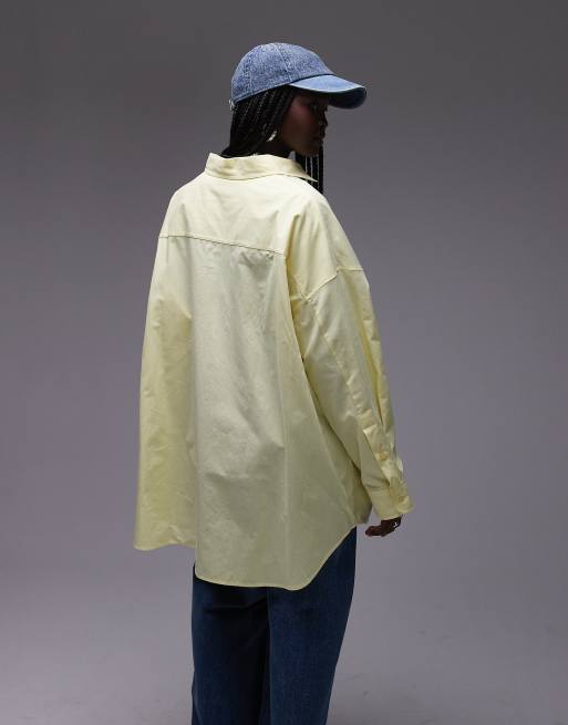 Topshop – Cytrynowa popelinowa koszula super oversize, 4 z 4