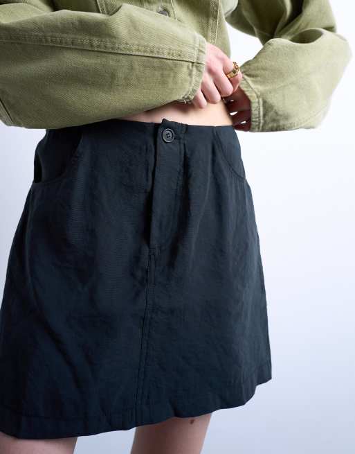 Topshop – Czarna bardzo miękka spódnica mini z cupro, 2 z 5