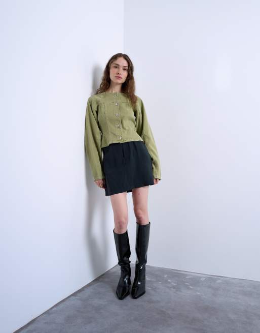 Topshop – Czarna bardzo miękka spódnica mini z cupro, 3 z 5