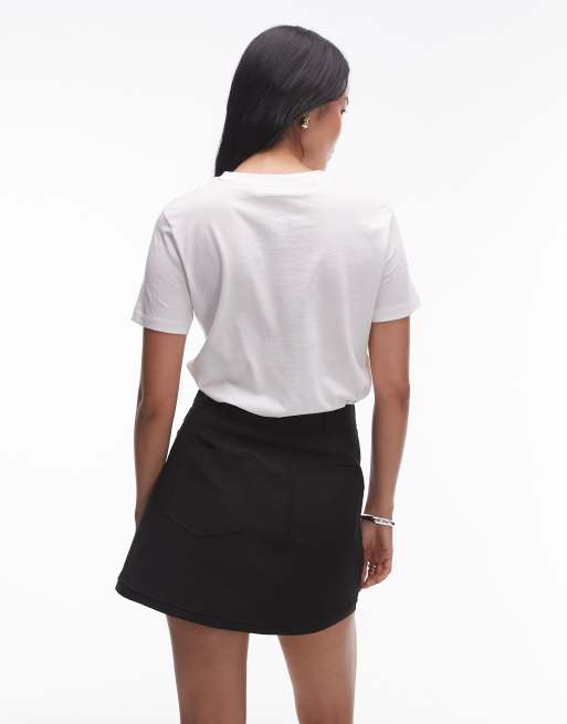 Topshop – Czarna dopasowana spódnica kopertowa mini, 4 z 5
