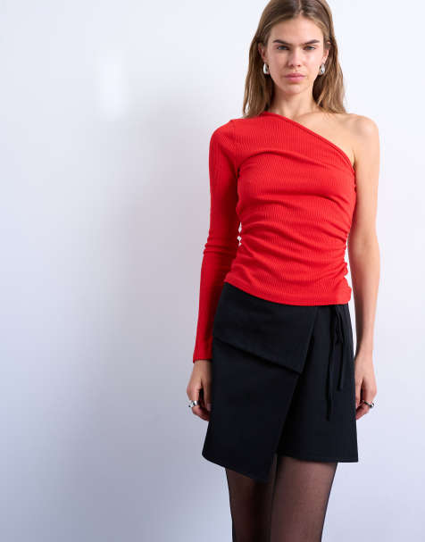 Topshop tailored wrap mini skirt in black