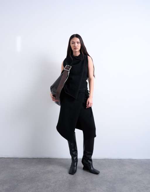 Topshop – Dwuwarstwowy dzianinowy zestaw asymetryczny: spódnica i top, 3 z 3