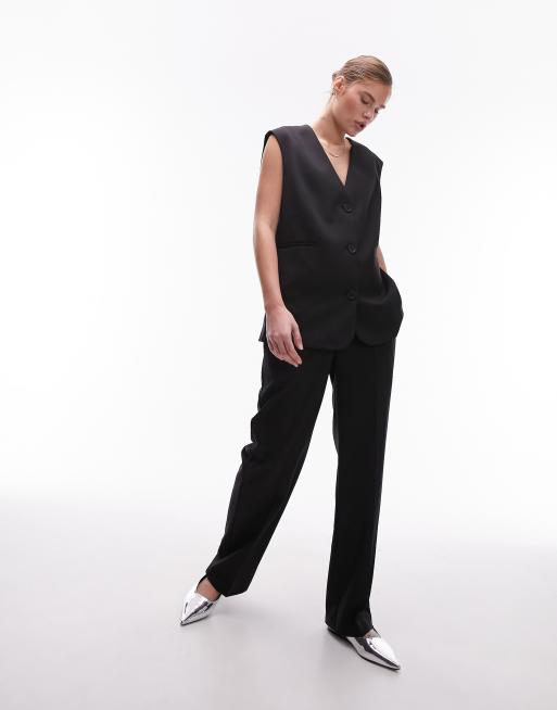 Topshop – Czarna kamizelka oversize o dopasowanym kroju , 4 z 5