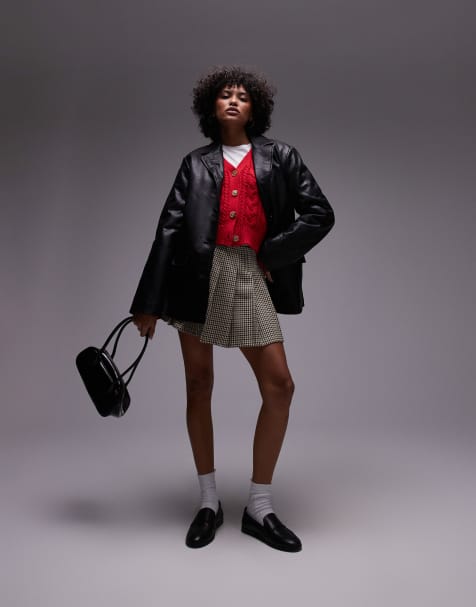 Topshop – Czarna marynarka z imitacji skóry - view 1