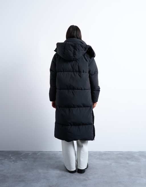 Topshop – Czarna ocieplana kurtka o wydłużonym fasonie, 4 z 4