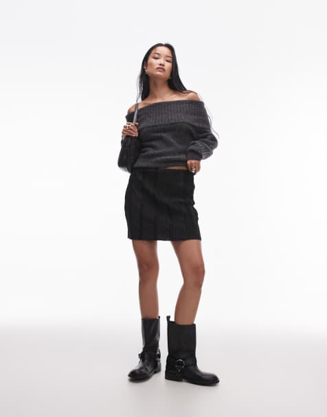 Topshop – Czarna plisowana spódnica mini - view 1