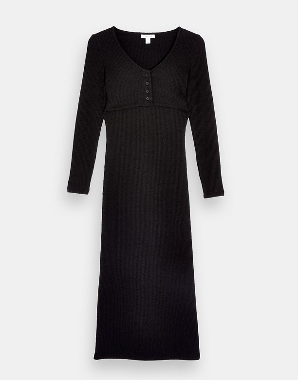  Oryginał Topshop – Czarna prążkowana sukienka midi z kardiganem Czarny