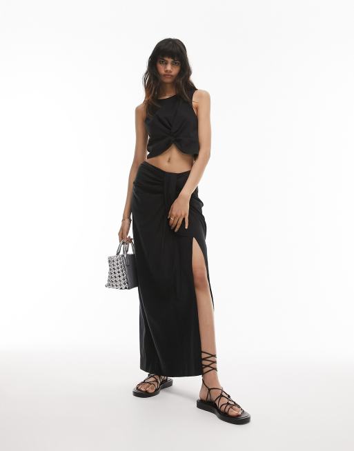 Topshop – Czarna spódnica z węzłem z przodu, część zestawu