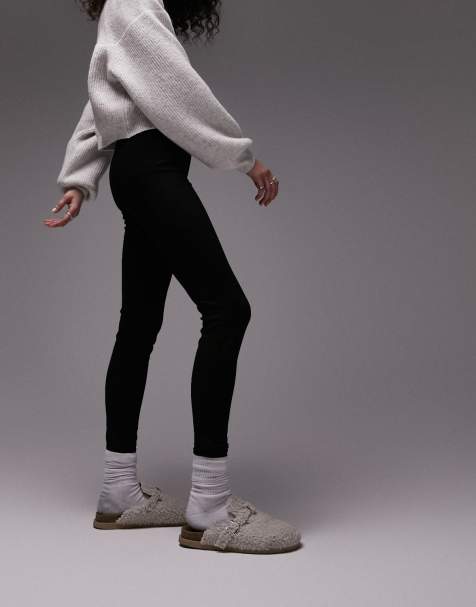 Topshop – Czarne grube legginsy pełnej długości z szerokim pasem - view 1