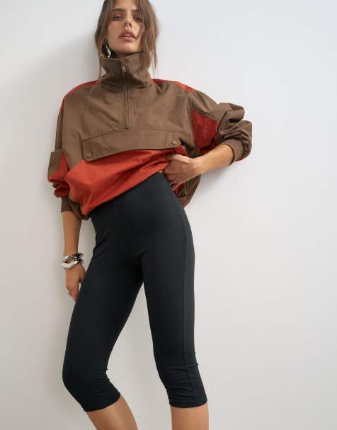 Topshop czarne legginsy capri z dżerseju - view 1