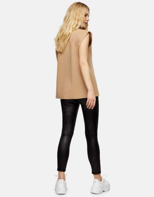 Topshop – Czarne legginsy z imitacji skóry węża, 2 z 4