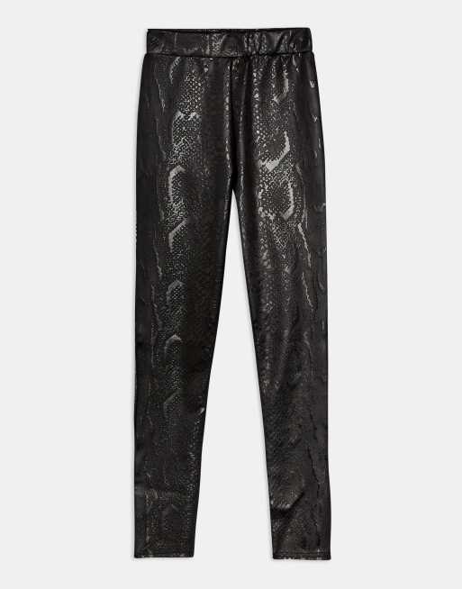 Topshop – Czarne legginsy z imitacji skóry węża, 3 z 4