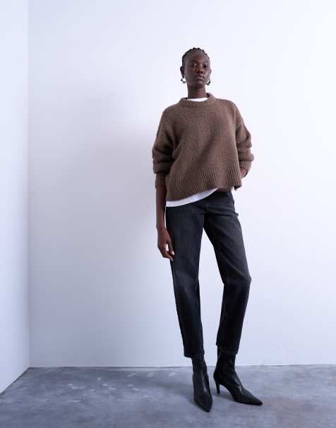 Topshop Mom jeans in washed black