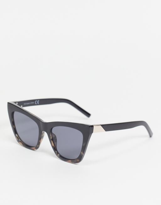 Topshop – Czarne okulary przeciwsłoneczne oversize typu kocie oczy z czarnymi soczewkami