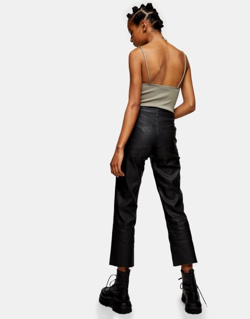Topshop – Czarne powlekane jeansy z prostymi nogawkami, 2 z 4