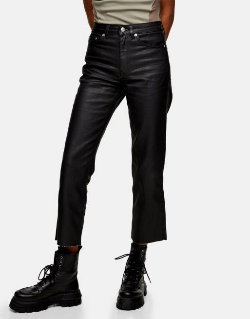 Topshop – Czarne powlekane jeansy z prostymi nogawkami, 3 z 4