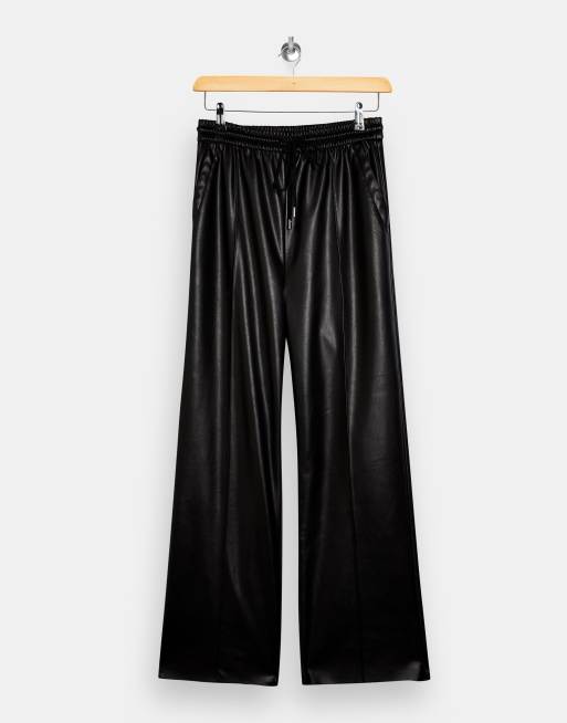 Topshop – Czarne spodnie z imitacji skóry z prostymi nogawkami, 4 z 4