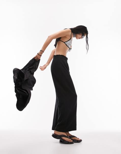 Topshop – Czarne teksturowane spodnie plażowe – część zestawu - view 1