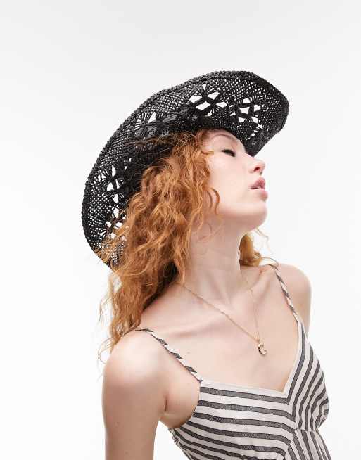 Topshop – Czarny słomkowy kapelusz kowbojski, 3 z 4