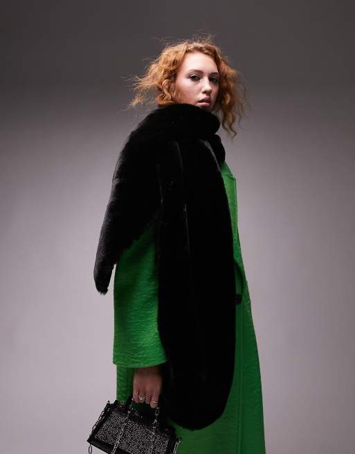 Topshop – Czarny szalik ze sztucznego futra
