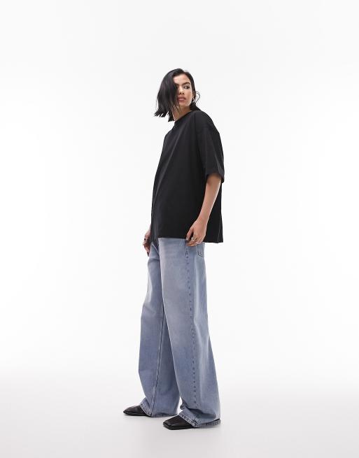 Topshop – Czarny T-shirt oversize, 2 z 4