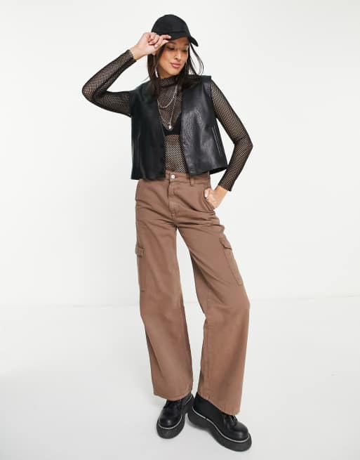 Topshop – Czarny top z siateczki z długimi rękawami, 2 z 4