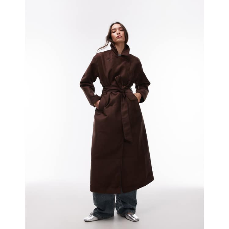 寂然たるrobe coat Topshop – Czekoladowy trencz oversize z imitacji zamszu | ASOS
