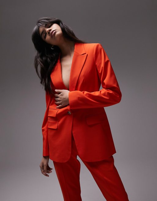 Topshop – Czerwona dopasowana marynarka, część zestawu