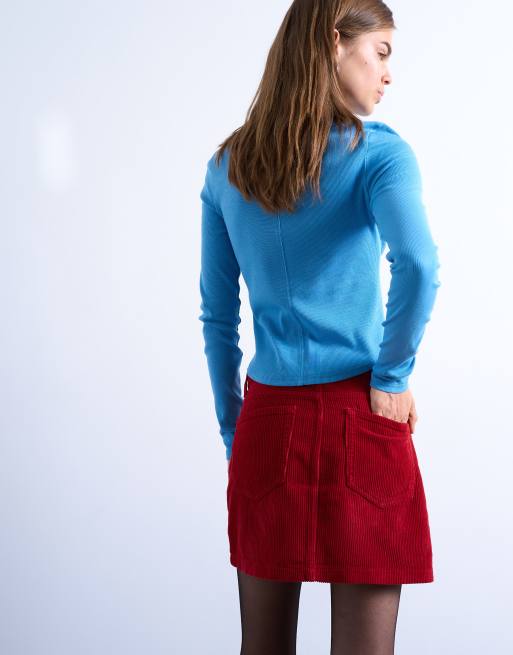 Topshop – Czerwona spódnica sztruksowa mini, 3 z 5