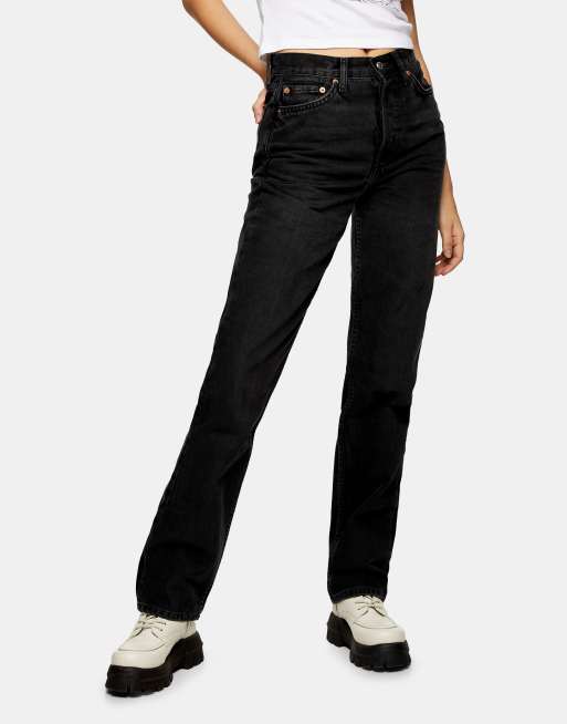 Topshop dad cotton jeans in washed black