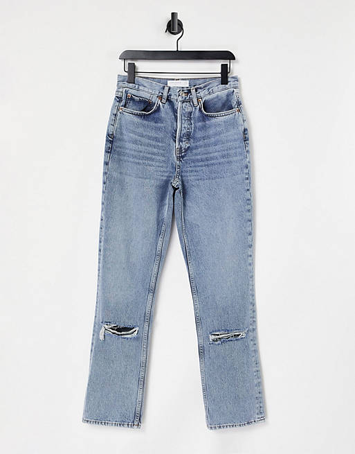 Topshop Dad jeans with rips in bleach