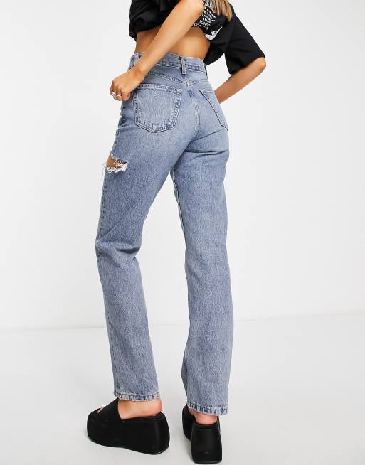 Topshop Dad jean with side rip in bleach, 3 of 4
