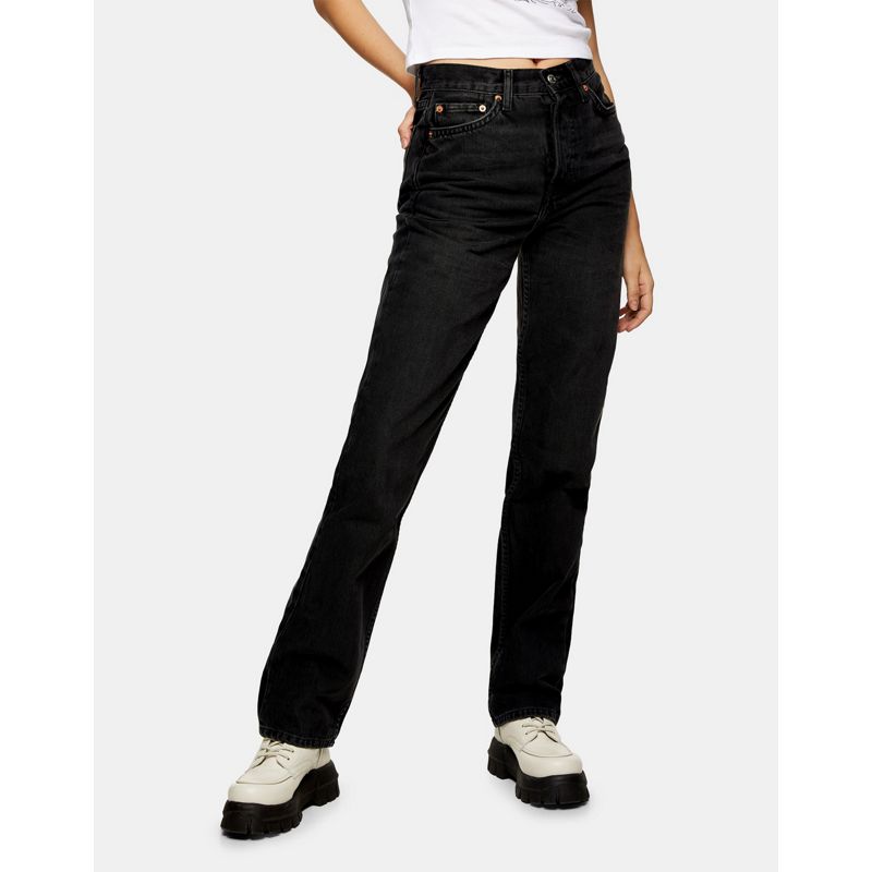 Jeans i8X0u Topshop - Dad jeans in cotone riciclato nero slavato
