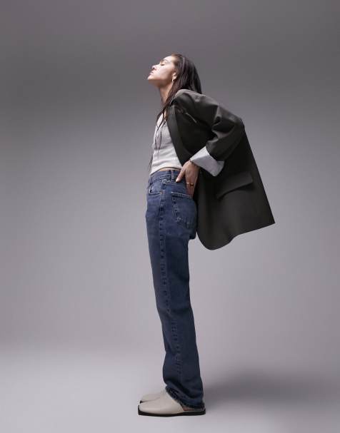 Topshop dad jeans in mid blue - view 1