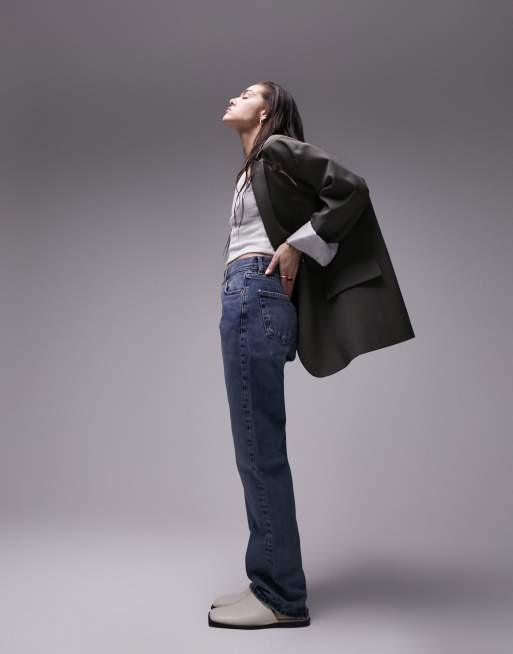 Topshop dad jeans in mid blue