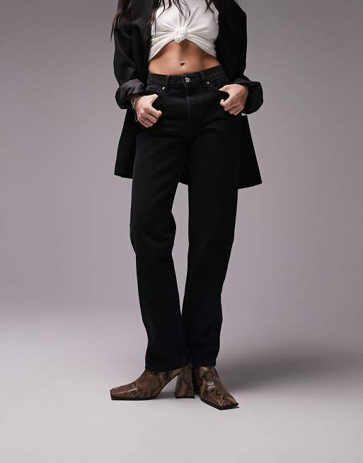 Topshop – Dad-Jeans in verwaschenem Schwarz