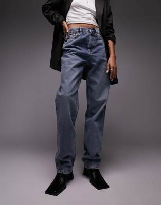 Topshop Dad Jean In Mid Blue-blues In Blues