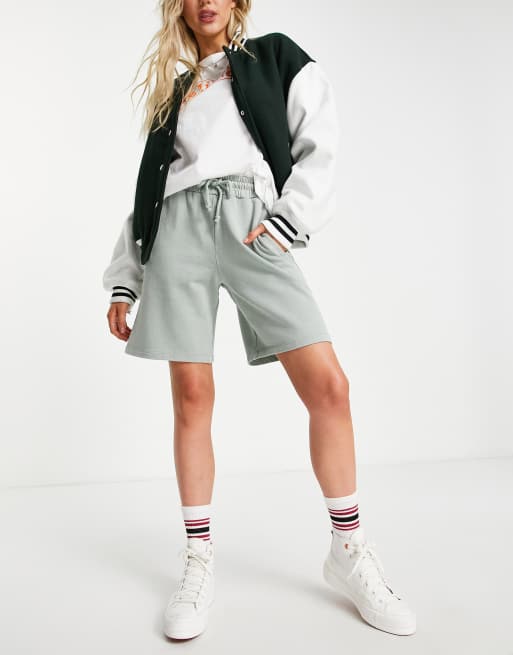 Topshop - Dad-shorts i salviegrøn syrevask