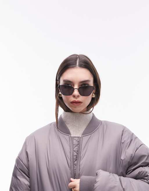 Topshop – Daisy – Okulary przeciwsłoneczne typu kocie oczy w czarnych metalowych oprawkach