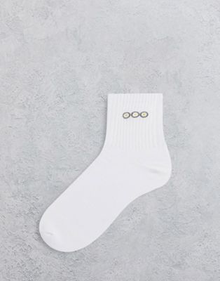 Topshop daisy sock in white