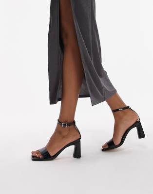 Topshop – Daisy – Svarta tvådelade klacksandaler - view 1