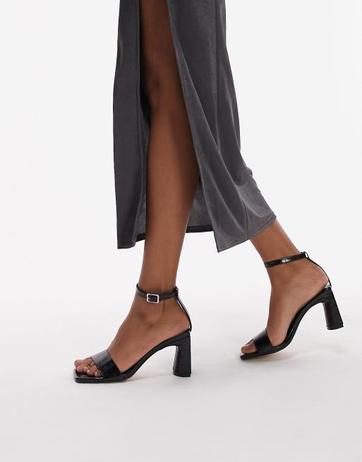 Topshop Daisy two part heeled sandals in black