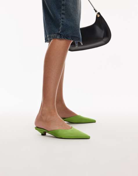 Topshop - Dakota - Escarpins à petit talon - Vert satiné - view 1