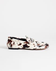 Daniel flat square toe loafer in animal print hair on real leather