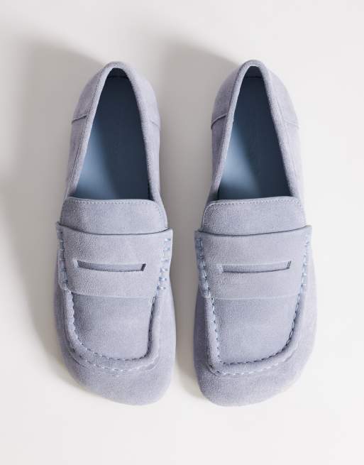 Topshop Daniel loafer van echt suède met vierkante neus in blauw, 3 van 4