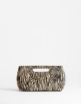 Topshop Daniel medium hair on real leather rectangle grab bag in camel zebra
